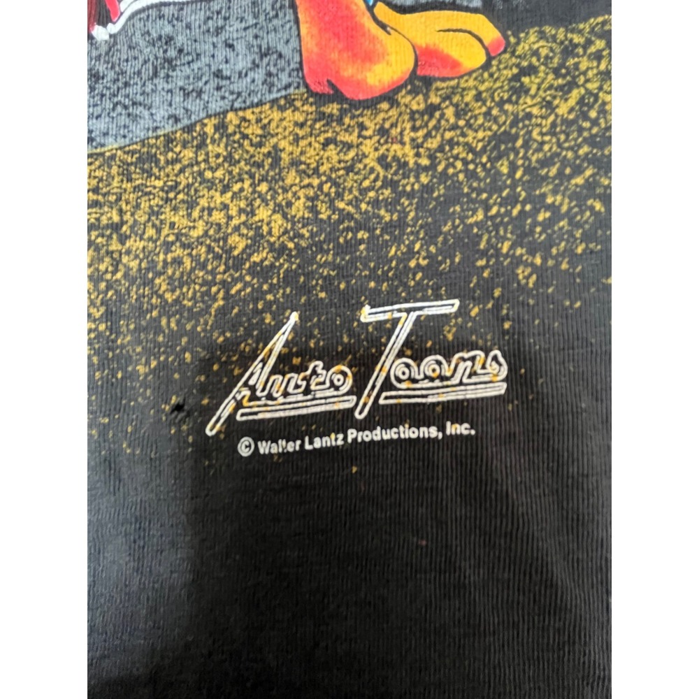 Vintage 90s Woody Woodpecker Auto Toons Surf T-Shirt Black XL Single Stitch - Picture 3 of 9